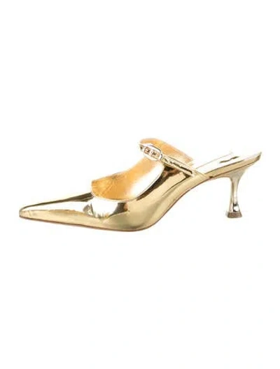 Pre-owned Larroude Patent Leather Mules In Gold
