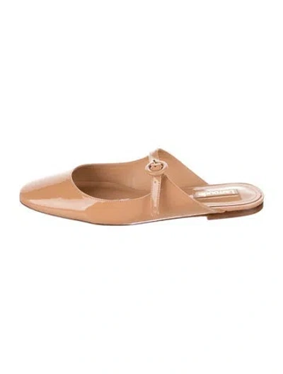 Pre-owned Larroude Patent Leather Mules In Neutral