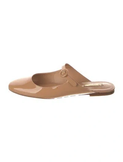 Pre-owned Larroude Patent Leather Mules In Neutral