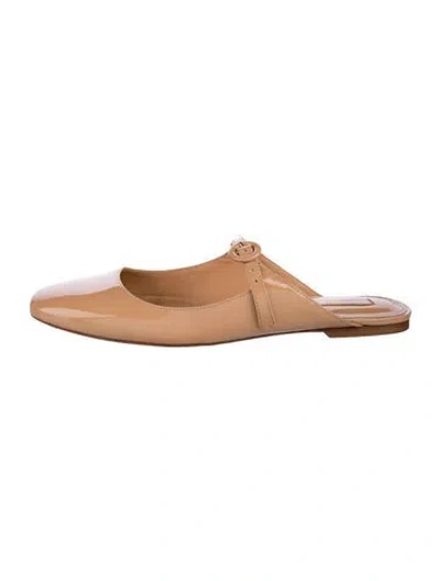 Pre-owned Larroude Patent Leather Mules In Neutral