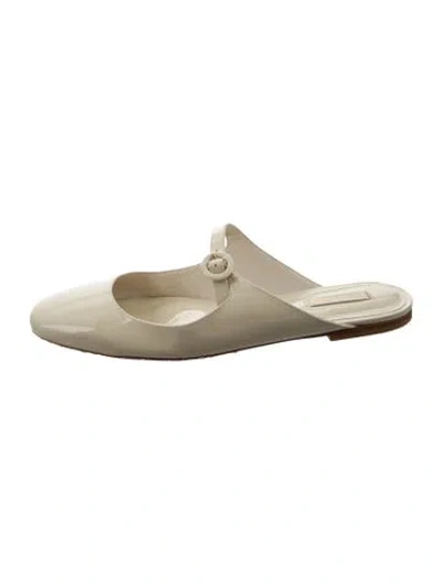 Pre-owned Larroude Patent Leather Mules In Neutrals