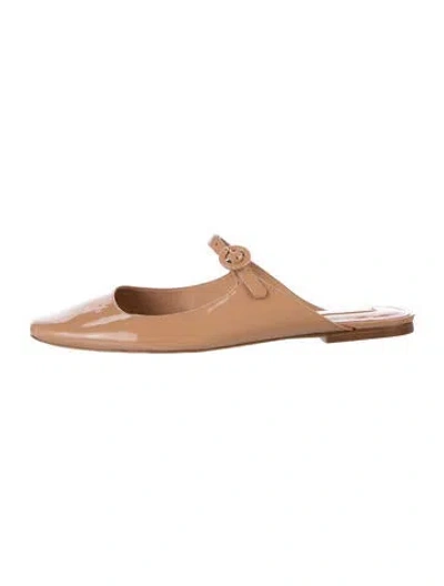 Pre-owned Larroude Patent Leather Mules In Neutrals