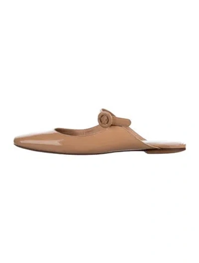 Pre-owned Larroude Patent Leather Mules In Neutrals