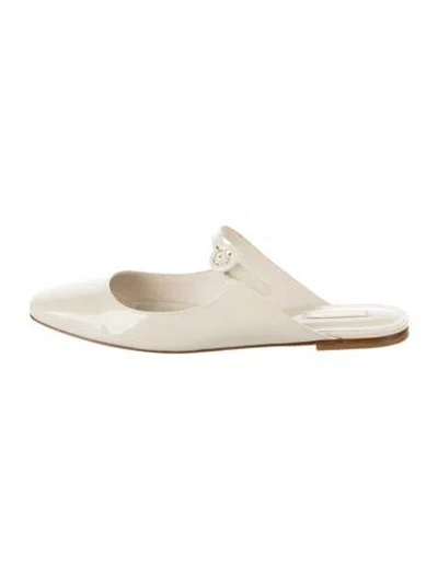 Pre-owned Larroude Patent Leather Mules In Neutrals