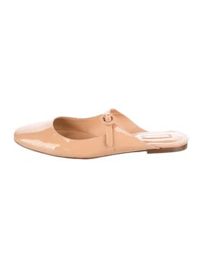 Pre-owned Larroude Patent Leather Mules In Neutrals