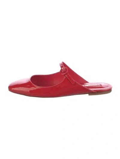 Pre-owned Larroude Patent Leather Mules In Red