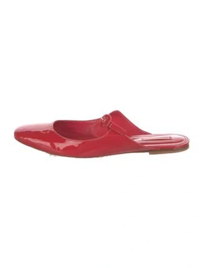 Pre-owned Larroude Patent Leather Mules In Red