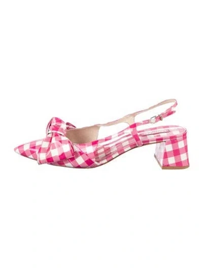 Pre-owned Larroude Patent Leather Plaid Print Slingback Pumps In Pink