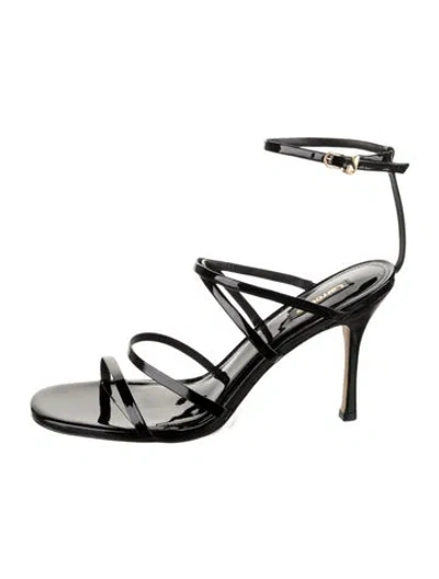 Pre-owned Larroude Patent Leather Sandals In Black