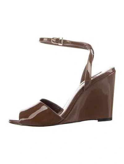 Pre-owned Larroude Patent Leather Sandals In Brown