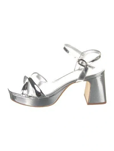 Pre-owned Larroude Patent Leather Sandals In Metallic/silver
