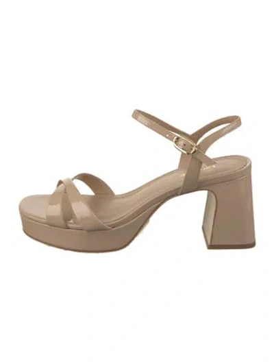 Pre-owned Larroude Patent Leather Sandals In Neutrals