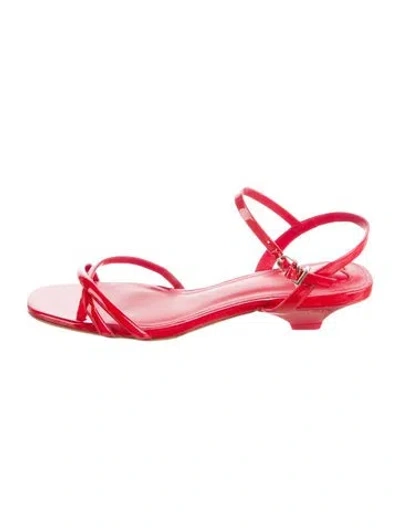 Pre-owned Larroude Patent Leather Sandals In Red