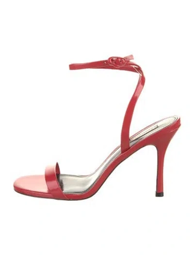 Pre-owned Larroude Patent Leather Sandals In Red