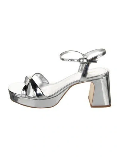 Pre-owned Larroude Patent Leather Sandals In Silver