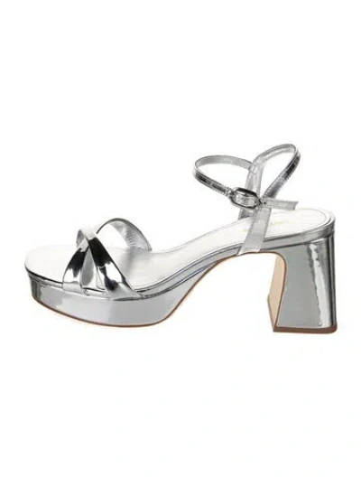 Pre-owned Larroude Patent Leather Sandals In Silver