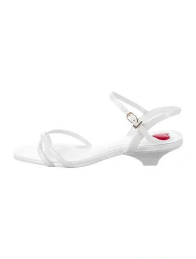 Pre-owned Larroude Patent Leather Sandals In White