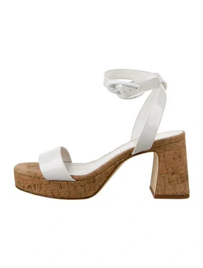 Pre-owned Larroude Patent Leather Sandals In White