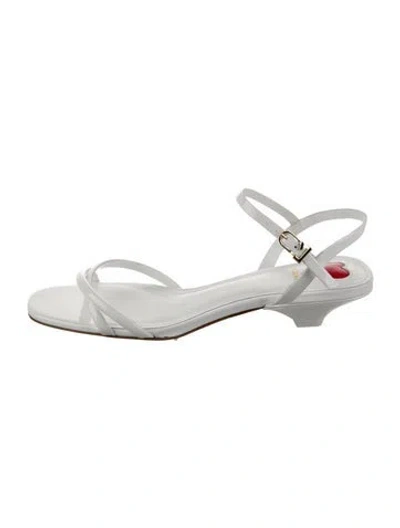 Pre-owned Larroude Patent Leather Sandals In White