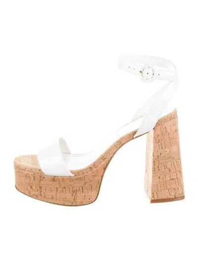 Pre-owned Larroude Patent Leather Sandals In White