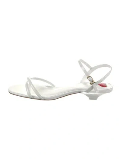 Pre-owned Larroude Patent Leather Sandals In White
