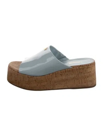 Pre-owned Larroude Patent Leather Slides In Blue