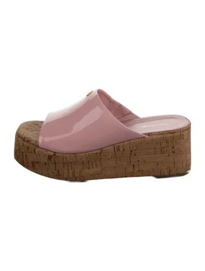 Pre-owned Larroude Patent Leather Slides In Burgundy