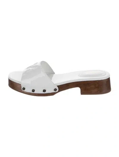 Pre-owned Larroude Patent Leather Slides In White