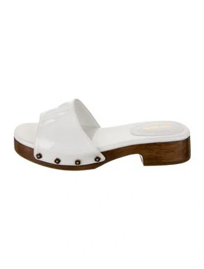 Pre-owned Larroude Patent Leather Slides In White