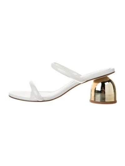 Pre-owned Larroude Patent Leather Slides In White