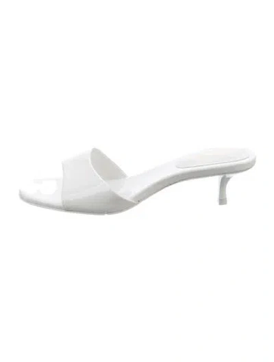 Pre-owned Larroude Patent Leather Slides In White