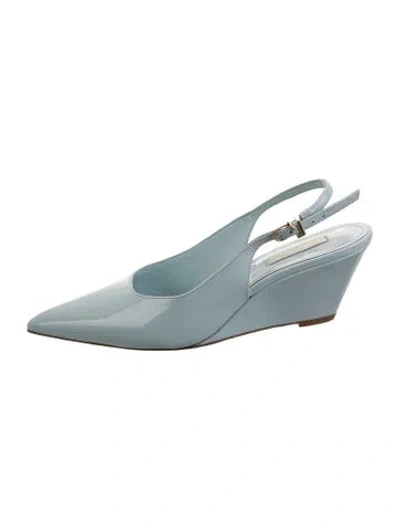 Pre-owned Larroude Patent Leather Slingback Flats In Blue