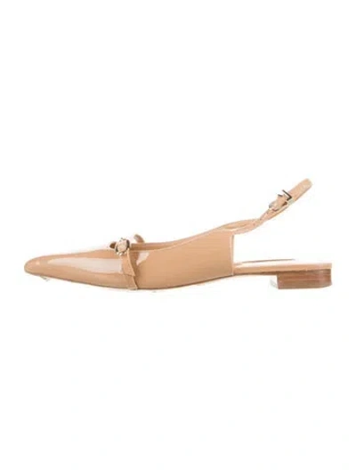 Pre-owned Larroude Patent Leather Slingback Flats In Neutral