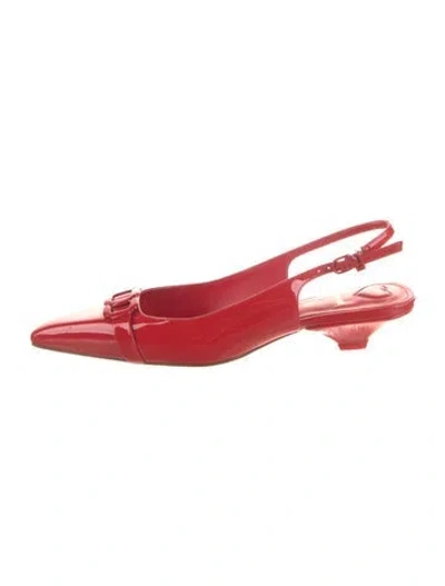 Pre-owned Larroude Patent Leather Slingback Flats In Red