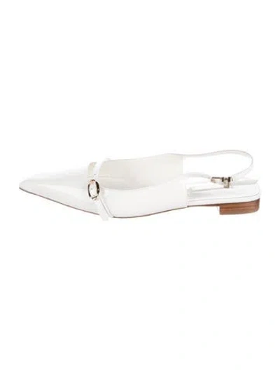 Pre-owned Larroude Patent Leather Slingback Flats In White