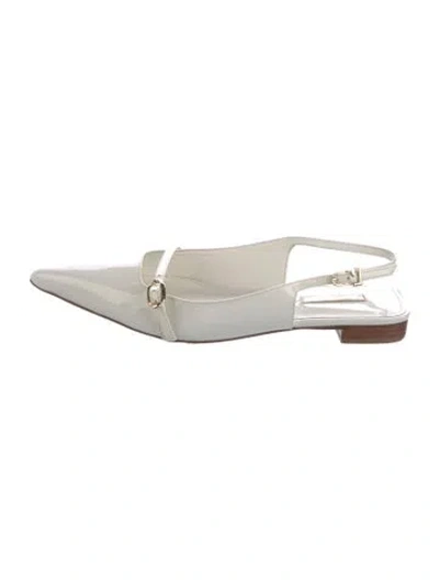 Pre-owned Larroude Patent Leather Slingback Flats In White