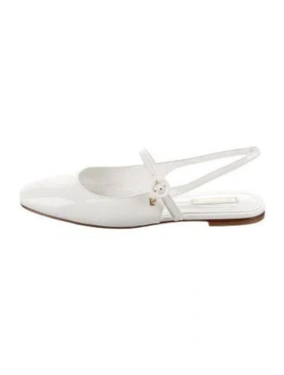 Pre-owned Larroude Patent Leather Slingback Flats In White
