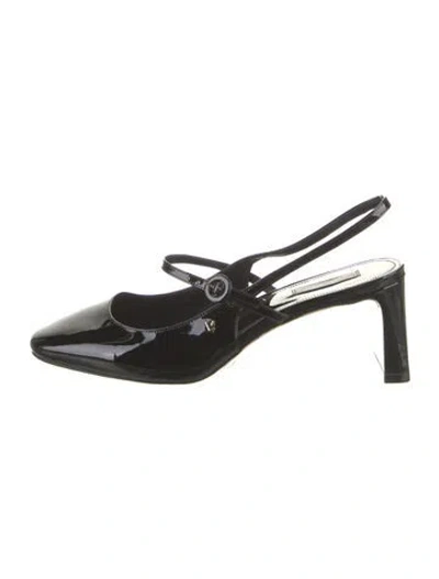Pre-owned Larroude Patent Leather Slingback Pumps In Black