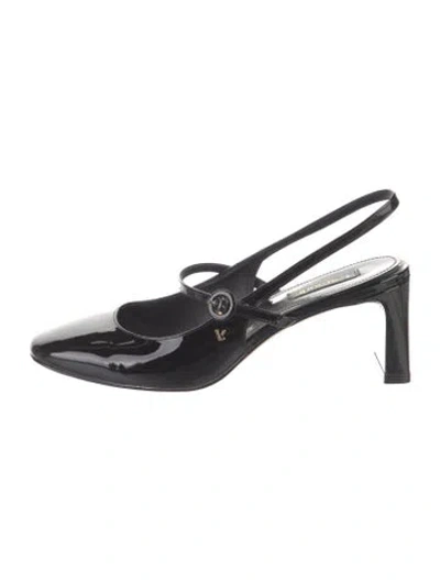 Pre-owned Larroude Patent Leather Slingback Pumps In Black