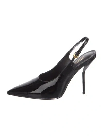 Pre-owned Larroude Patent Leather Slingback Pumps In Black