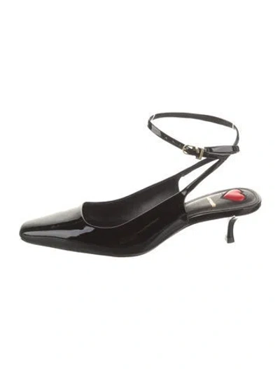 Pre-owned Larroude Patent Leather Slingback Pumps In Black
