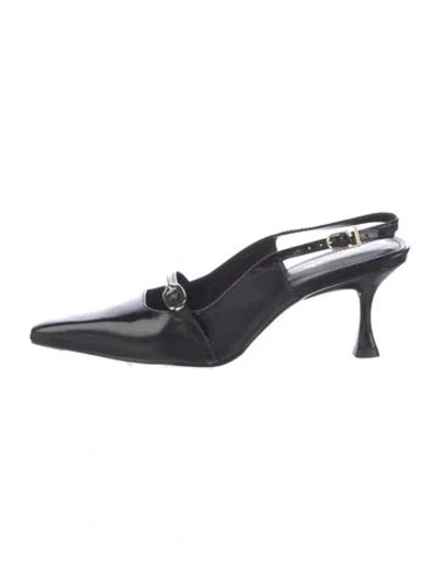 Pre-owned Larroude Patent Leather Slingback Pumps In Black