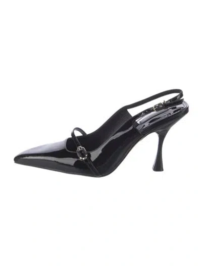 Pre-owned Larroude Patent Leather Slingback Pumps In Black