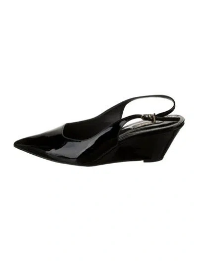 Pre-owned Larroude Patent Leather Slingback Pumps In Black