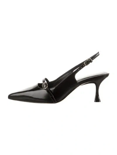 Pre-owned Larroude Patent Leather Slingback Pumps In Black