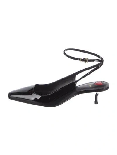 Pre-owned Larroude Patent Leather Slingback Pumps In Black