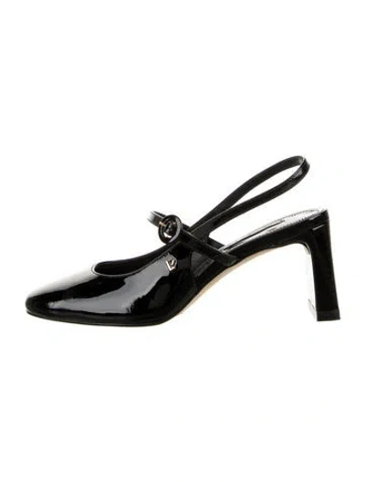 Pre-owned Larroude Patent Leather Slingback Pumps In Black