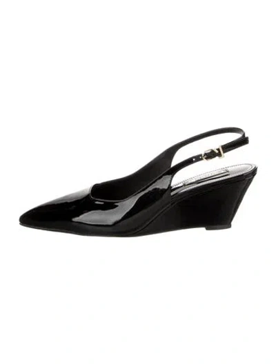 Pre-owned Larroude Patent Leather Slingback Pumps In Black