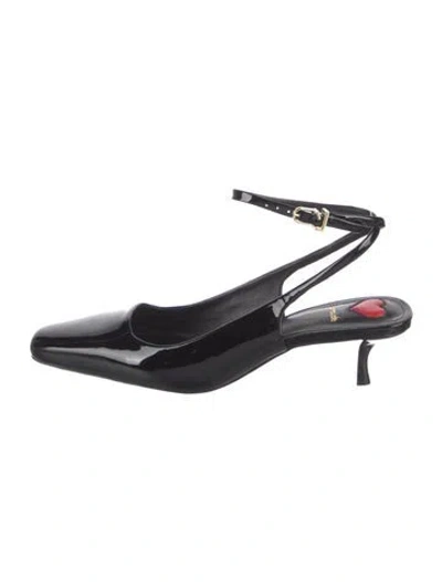 Pre-owned Larroude Patent Leather Slingback Pumps In Black