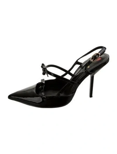 Pre-owned Larroude Patent Leather Slingback Pumps In Black